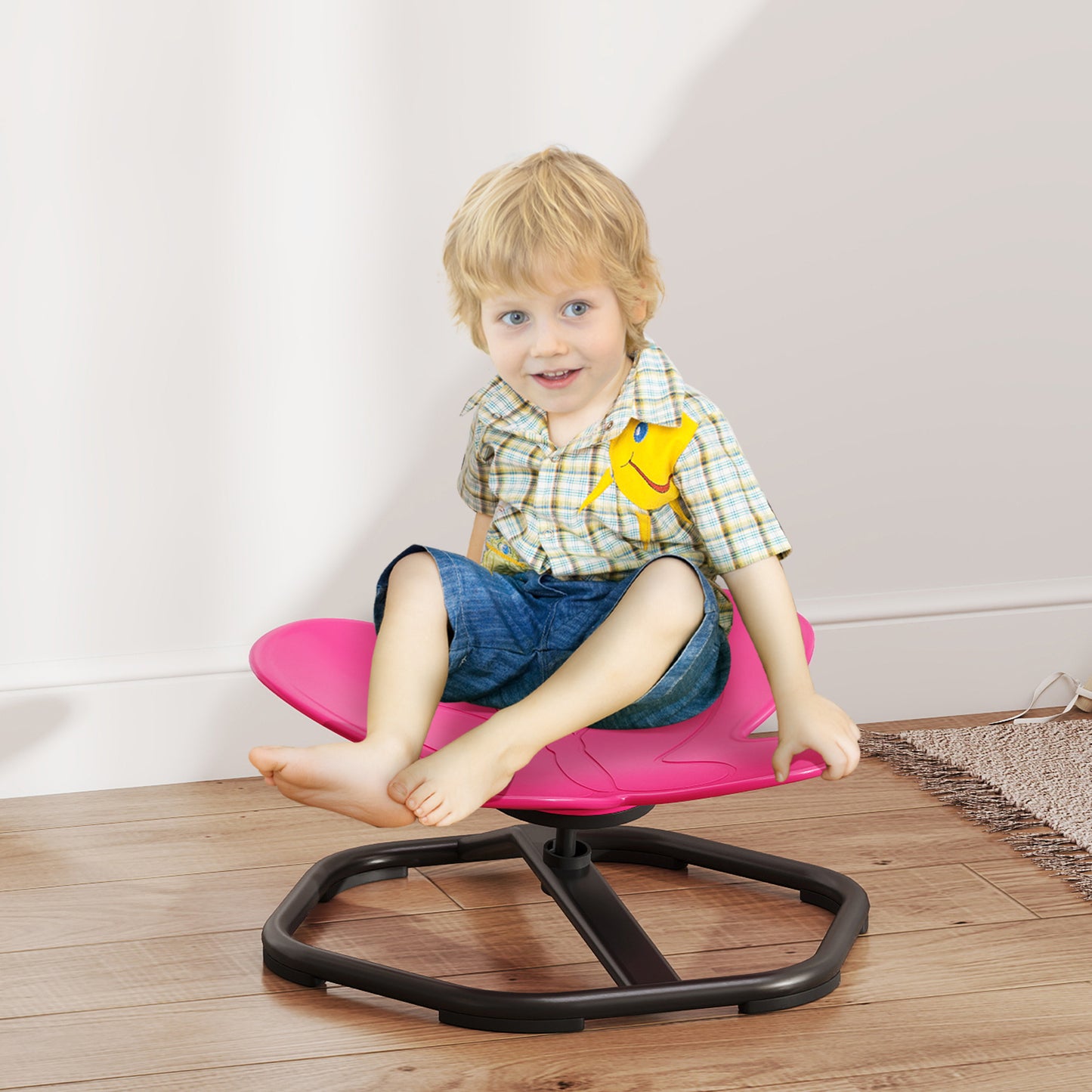 Butterfly-Shaped-kids Swivel Chair, Sensory Spinning Chair for Balance, Coordination Training, Pink