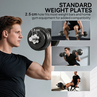 2-in-1 Adjustable Dumbbells Set, 30kg Cast Iron Weights Dumbbells Set with Non-Slip Grip for Strength Training