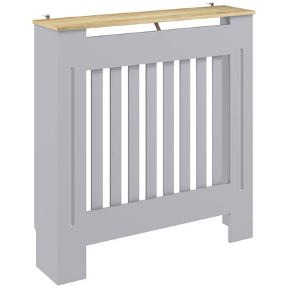 Heater Cover, Radiator Cover Slatted Painted MDF Lined Grill Grey, 78L x 19W x 81H cm