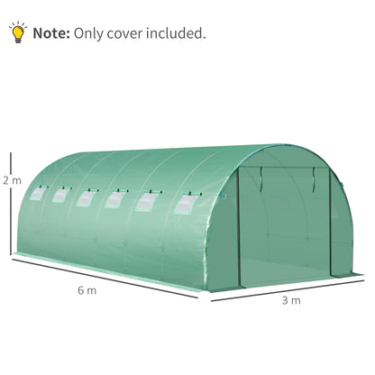 6 x 3 x 2m Greenhouse Replacement Cover ONLY Winter Garden Plant PE Cover for Tunnel Walk-in Greenhouse with Roll-up Windows