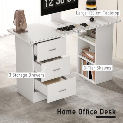 Computer Desk, Home Office Desk, Writing Table, PC Workstation with 3 Storage Shelves and 3 Drawers for Working, Study