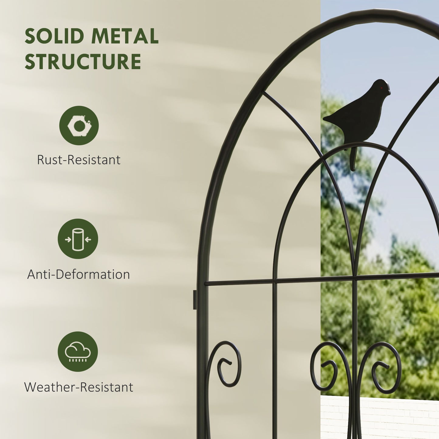 Set of 2 Garden Trellis, Metal Fence Panels for Climbing Outdoor Plants, Flowers, 180 x 50cm