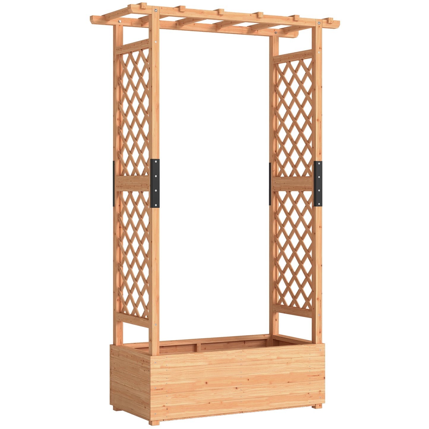 Fir Wood 110 x 44 cm Planter and Trellis Garden Bed