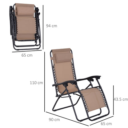 Zero Gravity Chair Metal Frame Texteline Armchair Outdoor Folding and Reclining Sun Lounger with Head Pillow for Patio Deckin