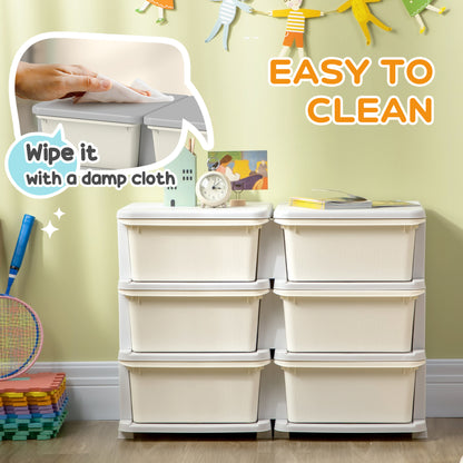 Kids Storage Unit, with Six Drawers - Cream
