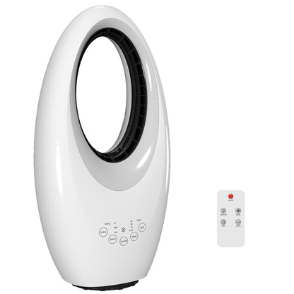 Bladeless Tower Fan, 36dB Standing Cooling Fan with 60° Oscillating, LED Lights, 3 Speeds, 7.5H Timer, Remote Control