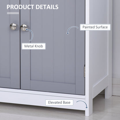 75x60cm Freestanding Bathroom Storage Cabinet Unit w/ 2 Drawers Cupboard Adjustable Shelf Metal Handles Traditional Style Gre