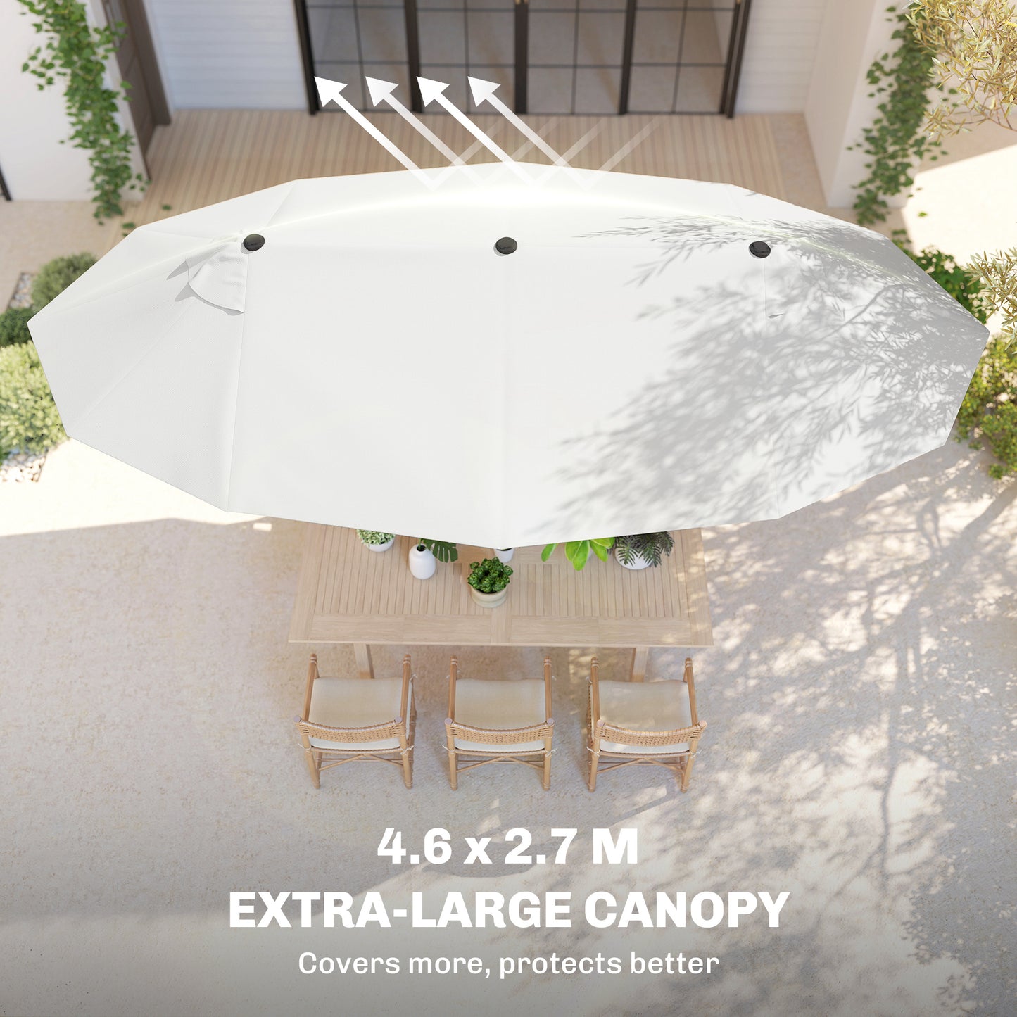 4.6m Double Garden Parasol - Beige