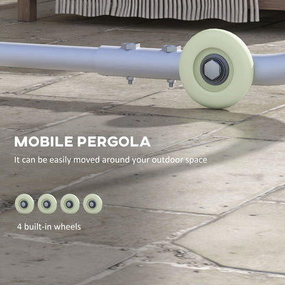 3 x 3(m) Mobile Pergola Kit, Portable Garden Gazebo with Wheels & UV-Resistant Canopy, Dark Grey