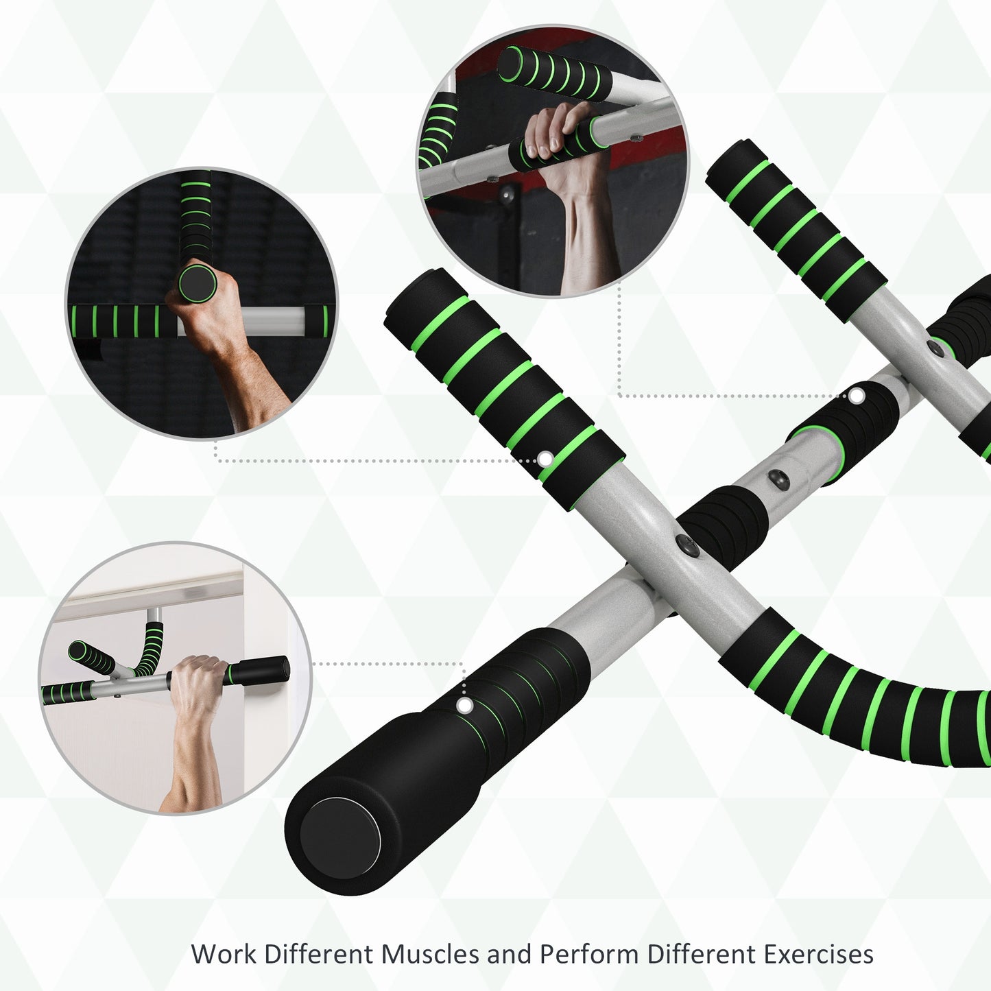 Doorway Pull up Bar, Door Frame Chin up Push up Bar for Home Gym Upper Body Workout, No Drilling or Screws, Green
