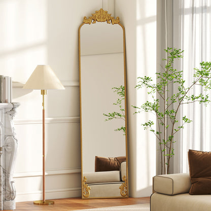 Full Length Mirror, 50 x 160 cm Floor Mirror with Baroque Metal Frame for Bedroom, Living Room, Dressing Room, Gold Tone