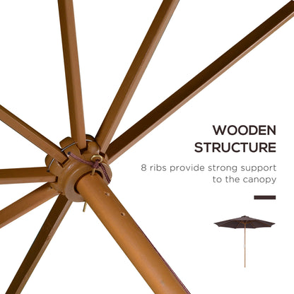 3(m) Garden Parasol, Pulley Operated Patio Umbrella, Wooden Parasol, Table Market Umbrella