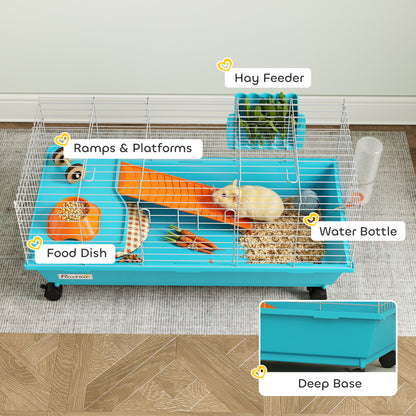 Small Animal Cage Rabbit Guinea Pigs Chinchillas Cage with Wheels Water Bottle