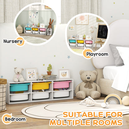 Low Height 2 Tiers Storage Organiser, Kids Toy Storage Unit with 6 Removable Bins for Bedroom, Nursery, Playroom