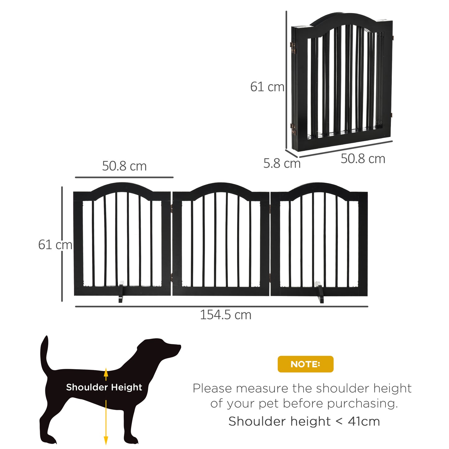 Freestanding Dog Gate Wooden Stair Gate for Dogs with Support Feet Foldable Pet Fence Safety Barrier for the House Doorway St