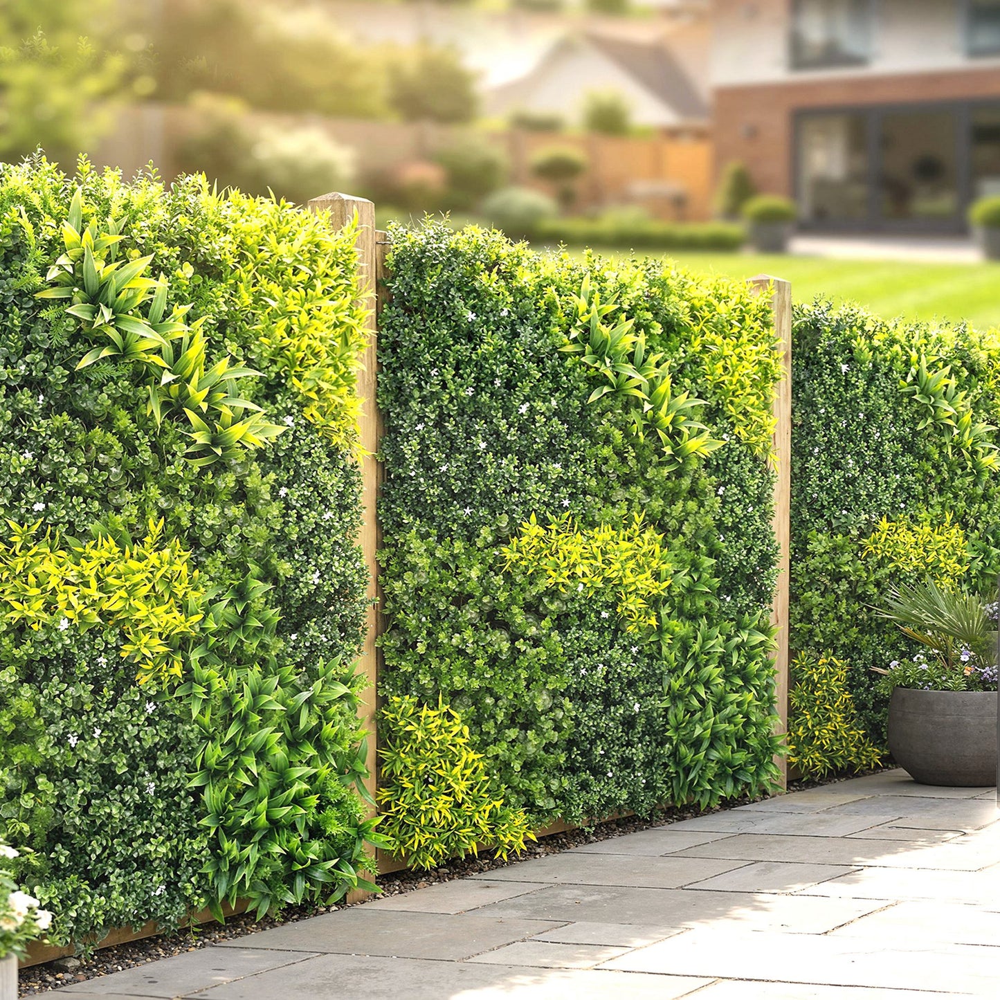 Artificial Plant Wall Panel, 100x100 cm Artificial Grass Backdrop Wall, Green