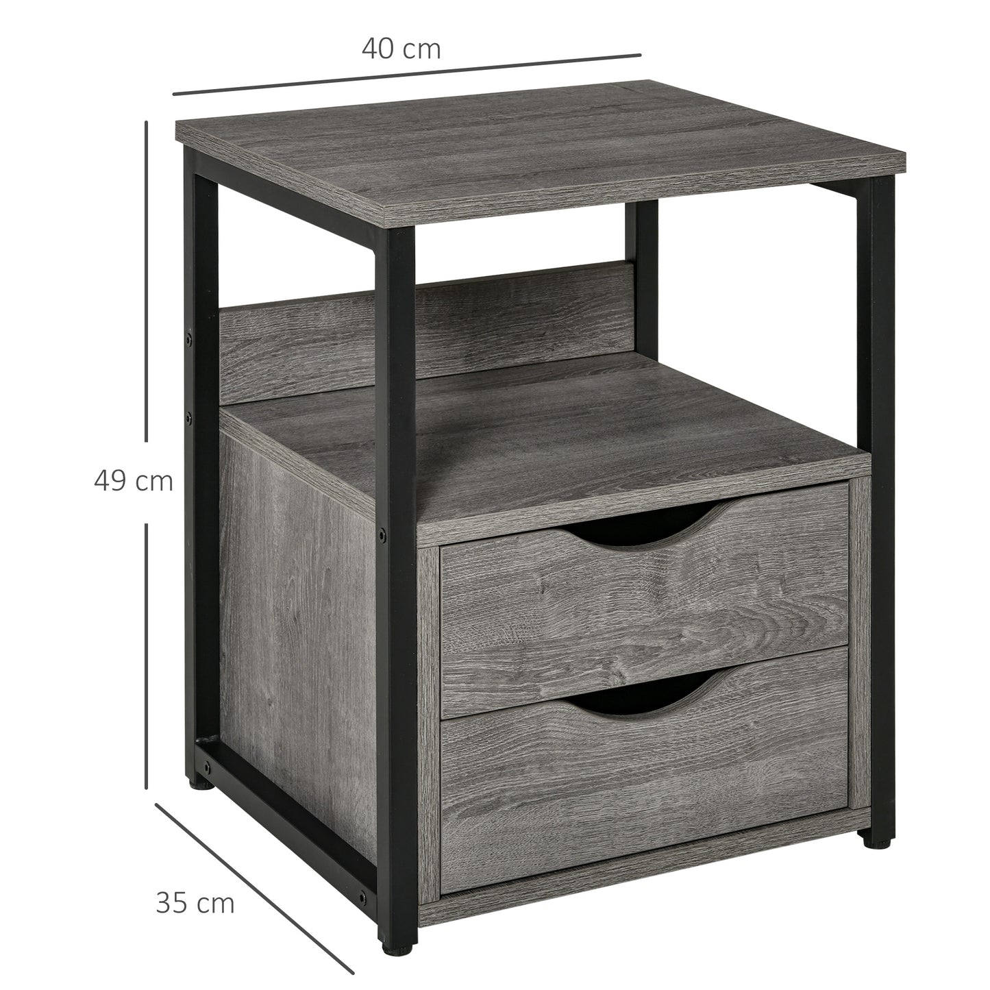 Industrial Side Table with Drawer, Sofa Table, Bedside Cabinet with Storage Shelf, Slim Nightstand for Living Room, Bedroom