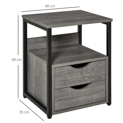 Industrial Side Table with Drawer, Sofa Table, Bedside Cabinet with Storage Shelf, Slim Nightstand for Living Room, Bedroom