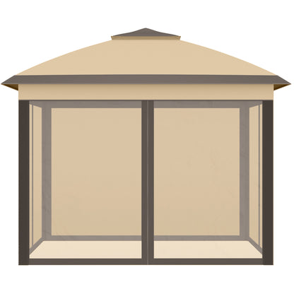 3.3 x 3.3m Pop Up Gazebo, Double Roof Foldable Canopy Tent with Zipped Mesh Sidewalls, Height Adjustable and Carrying Bag