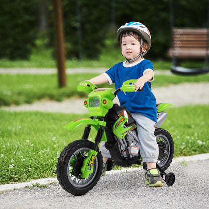 Kids Electric Motorbike, 6V Battery Powered Ride on Motorcycle with Training Wheels, Start-up Button, Pedal