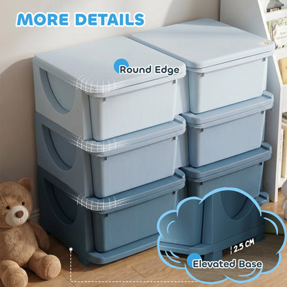 Kids Storage Unit, with Six Drawers - Blue