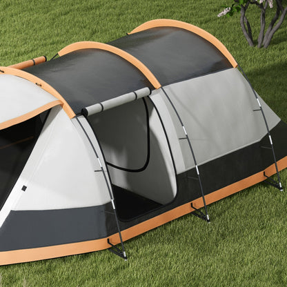 2 Man Camping Tent, with Two Rooms and Porch - Orange
