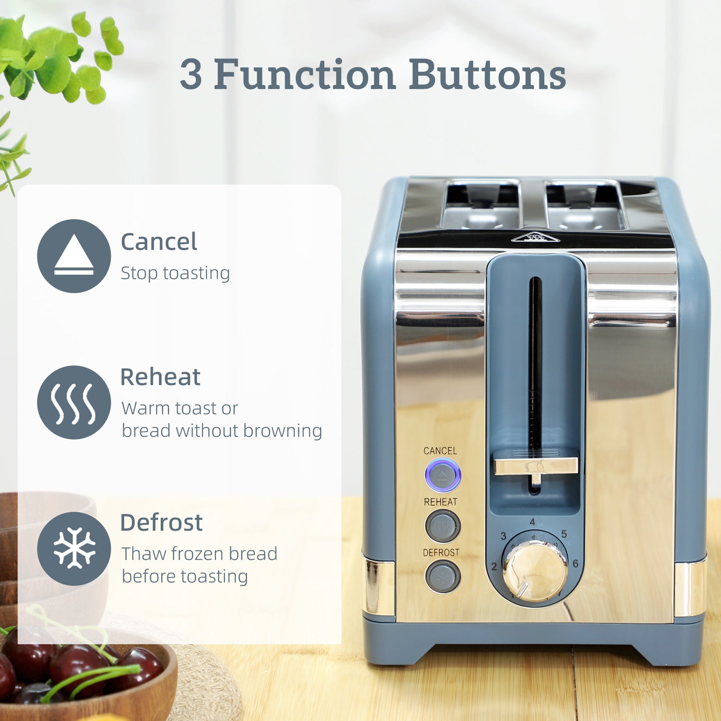 Sleek Textured Kettle and Toaster Set - Blue