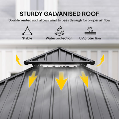 3.5 x 3.5m Outdoor Hardtop Gazebo Canopy with Two-tier Metal Roof and Solid Wood Frame Outdoor Patio Shelter for Patio
