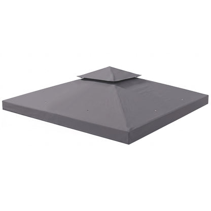 3(m) Gazebo Top Cover Double Tier Canopy Replacement Pavilion Roof Deep Grey