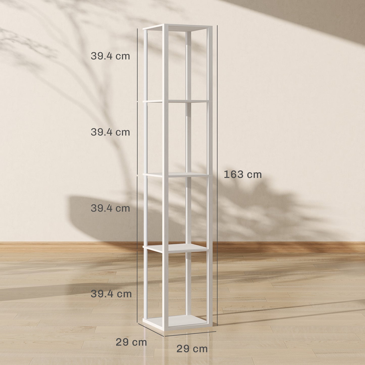 RGB LED Floor Lamp with Shelves, Modern Dimmable Standing Lamp with Remote Control