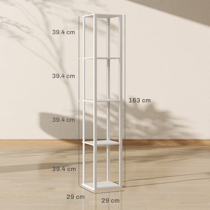 RGB LED Floor Lamp with Shelves, Modern Dimmable Standing Lamp with Remote Control