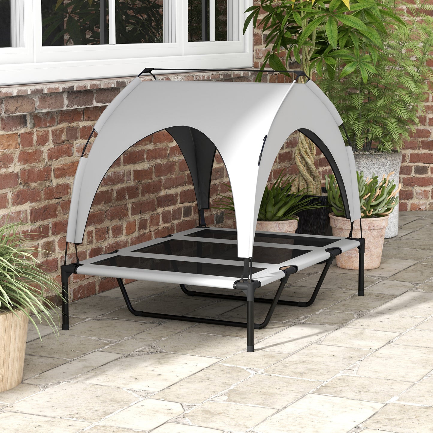 Cooling Raised Pet Bed w/ Washable Breathable Mesh, for Large Dogs, 106 x 76 x 94cm - Light Grey