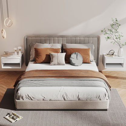 Set of Two Floating Bedside Tables - White