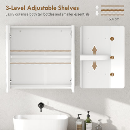 Double-Door Bathroom Mirror Cabinet - White