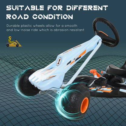 Pedal Go Kart, Kids Ride On Race Car with Brake, Gears Shift, Steering Wheel, Adjustable Seat