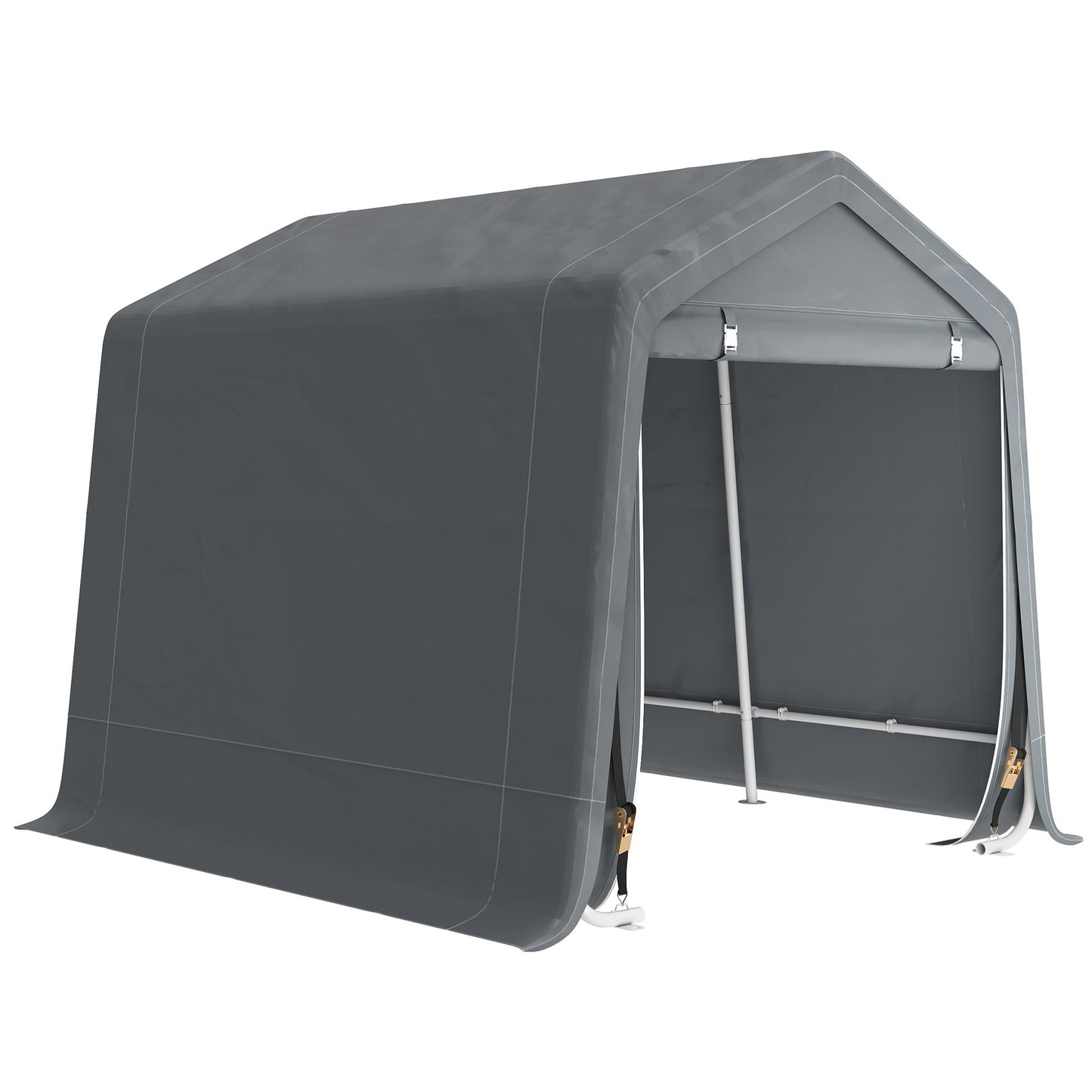 8 x 6.5 ft Outdoor Garden Storage Shed, Waterproof Bike Tent w/ Double Roll-up Zipper Door for Garden Tools, Dark Grey