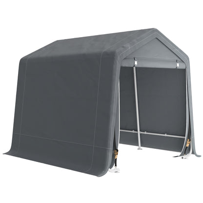 8 x 6.5 ft Outdoor Garden Storage Shed, Waterproof Bike Tent w/ Double Roll-up Zipper Door for Garden Tools, Dark Grey