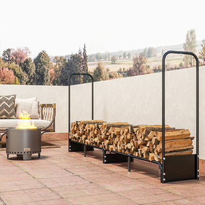 8.5ft Firewood Rack, Heavy Duty Log Storage Holder with Waterproof 600D Oxford Log Cover for Fireplace Fire Pits Outdoor Pati
