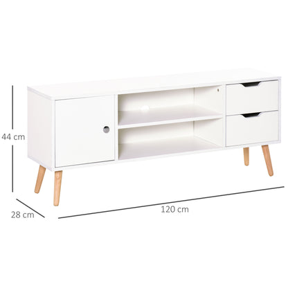 TV Stand for TVs up to 50", TV Console Cabinet with Open Storage Shelf and Drawers for Living Room