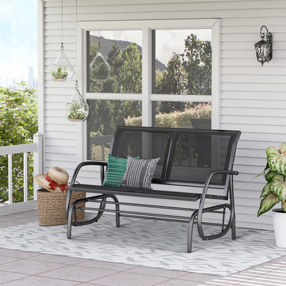2-Person Outdoor Glider Bench Patio Double Swing Gliding Chair Loveseat w/Power Coated Steel Frame for Garden Patio Porch