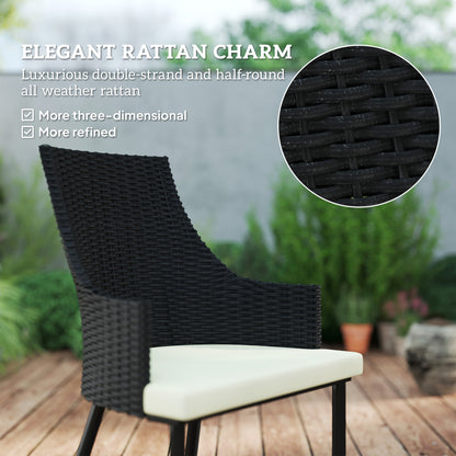 6 Seater Rattan Dining Set with Cushions, Garden Furniture Set with Armchairs, Rectangle Slatted Table Top, Steel Frame