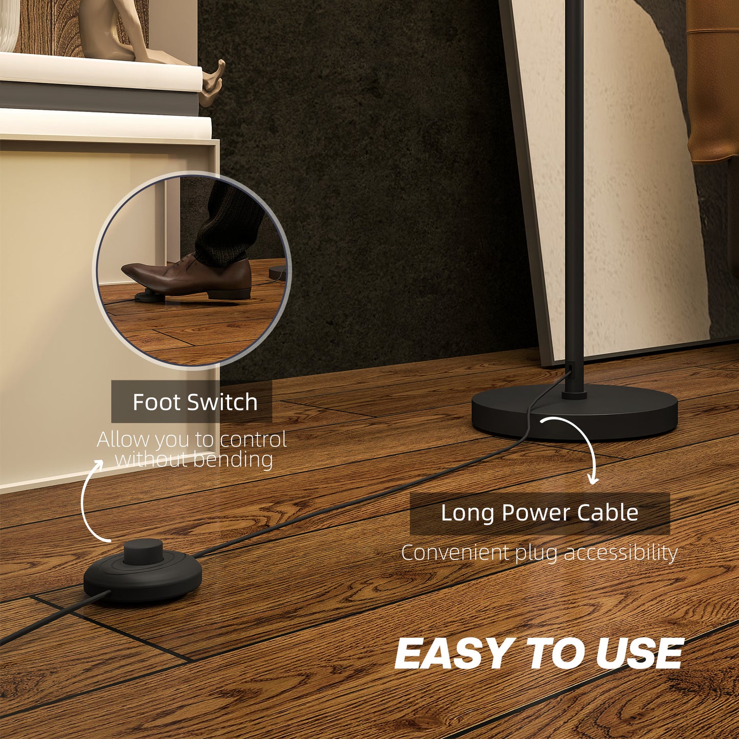 Floor Lamp for Living Room, Modern Standing Lamp with Double Layer Shade & Foot Switch