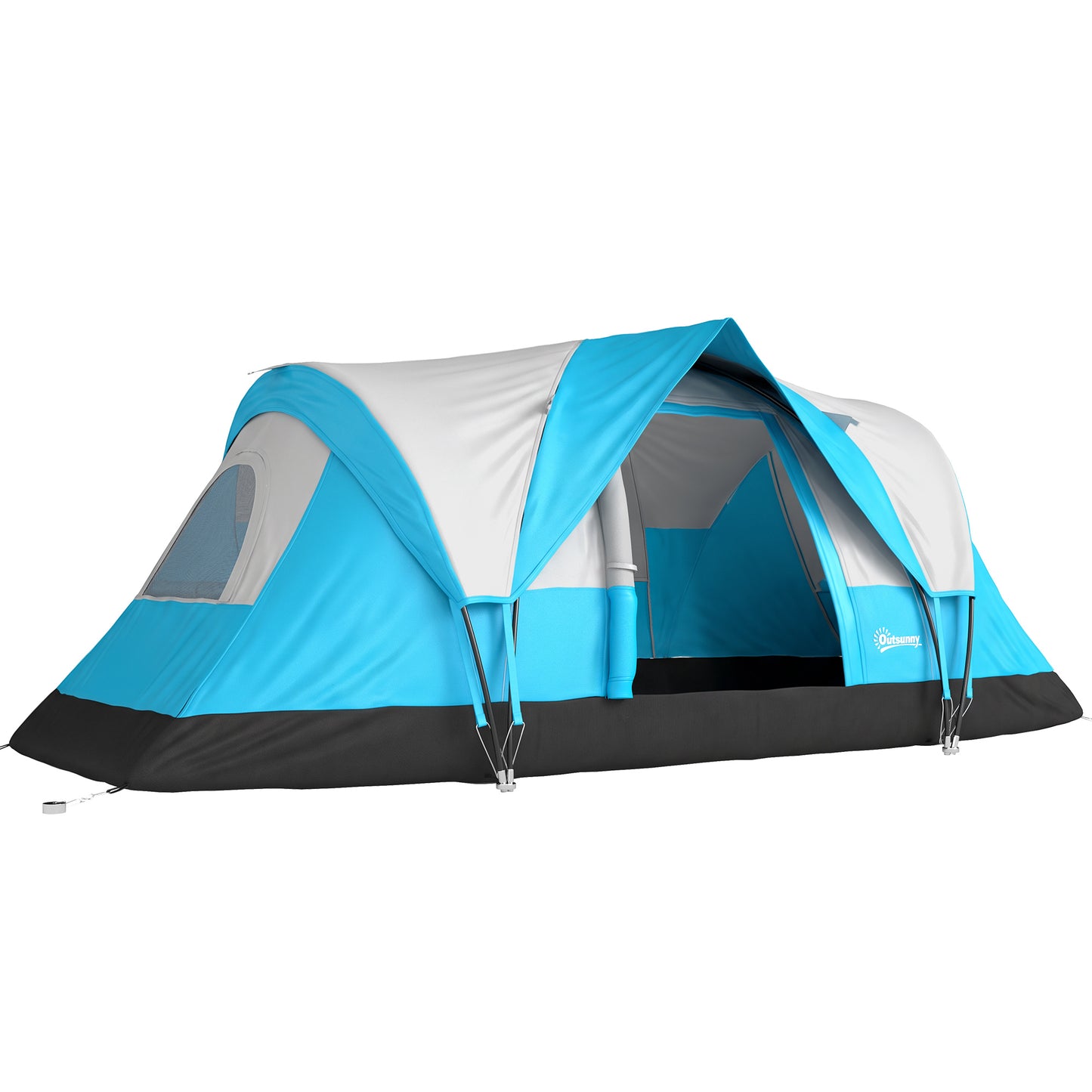 5 Man Camping Tent, Large Tunnel Tent, Water Resistant Hiking Shelter with Groundsheet and Carry Bag, Light Blue