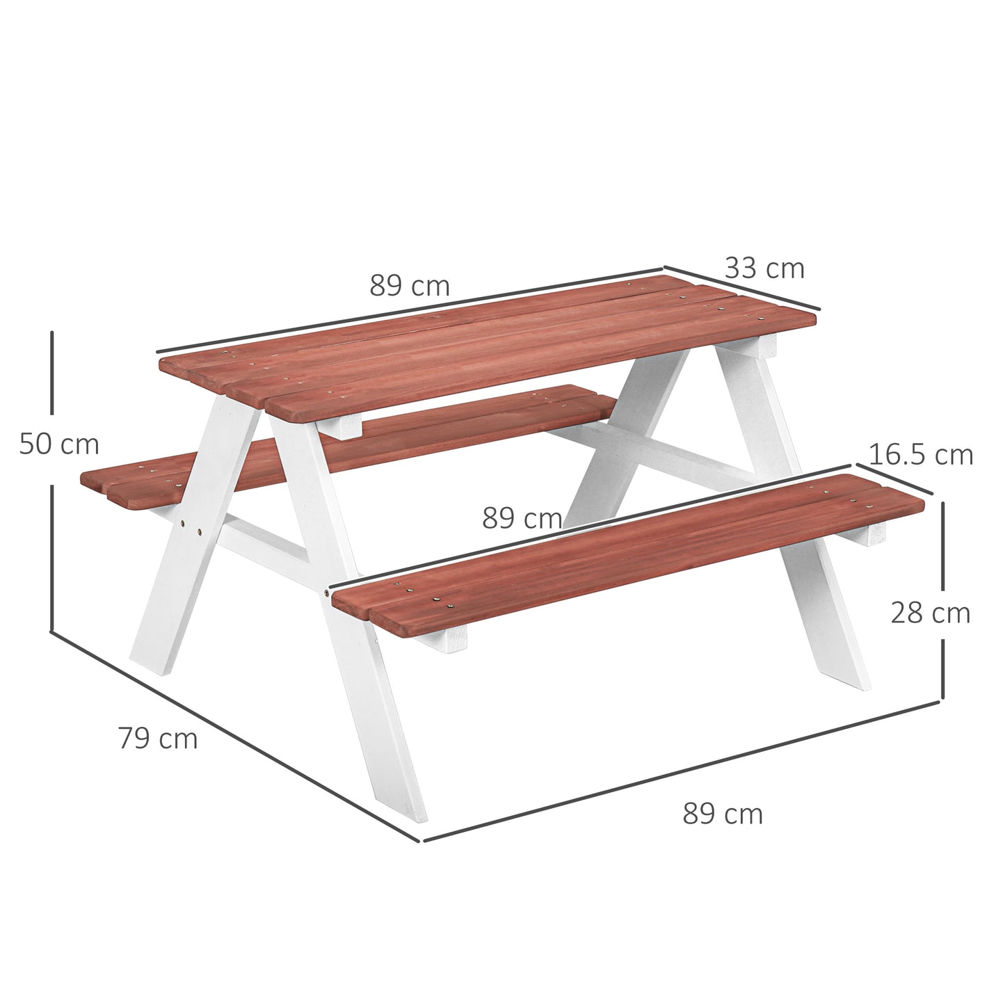 Kids Picnic Table, Wooden Table and Bench Set, Kids Garden Furniture for Patio Aged 3-8 Years Old, Brown