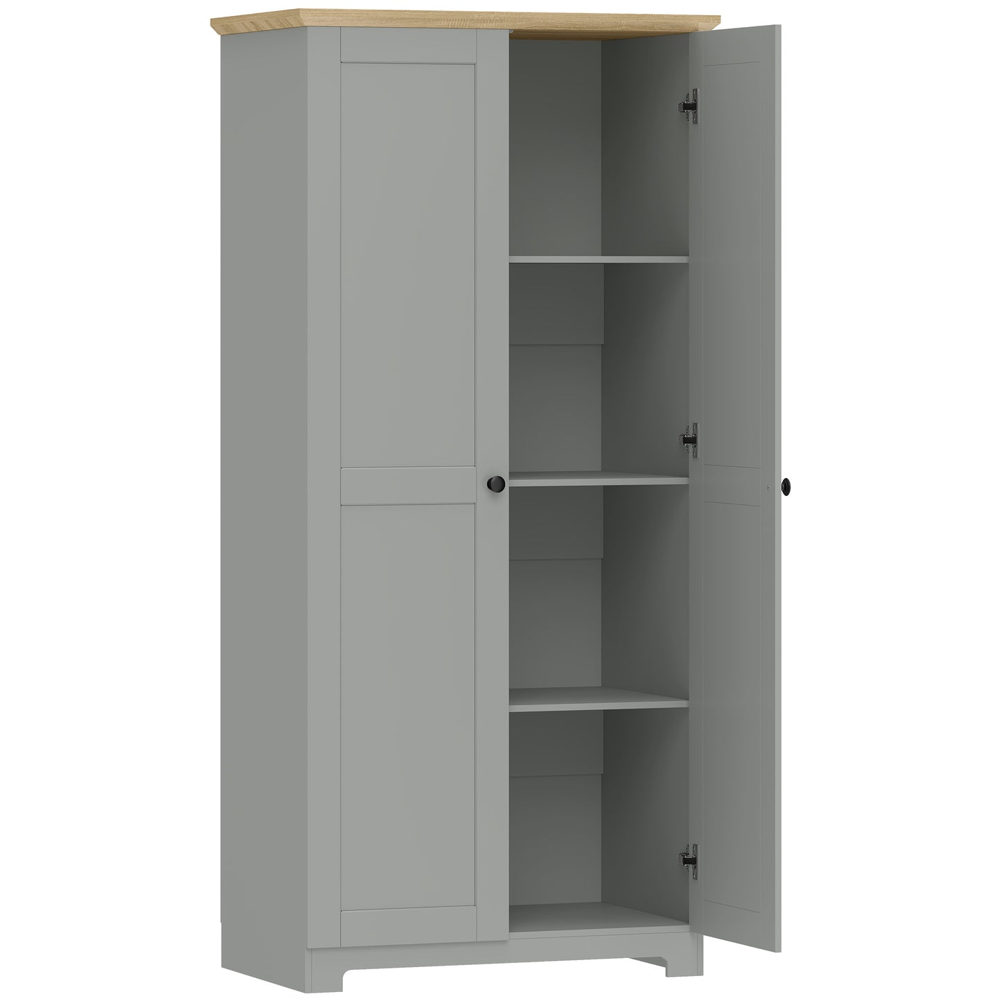 Kitchen Cupboard, 172cm Freestanding Storage Cabinet with Doors and Shelves, Grey