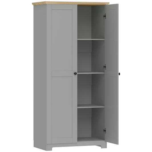 Kitchen Cupboard, 172cm Freestanding Storage Cabinet with Doors and Shelves, Grey