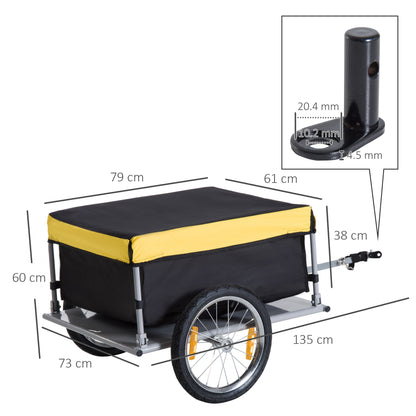 Two-Wheel Bicycle Large Cargo Wagon Trailer Oxford Fabric, Folding Storage, & Removable Cover, Yellow