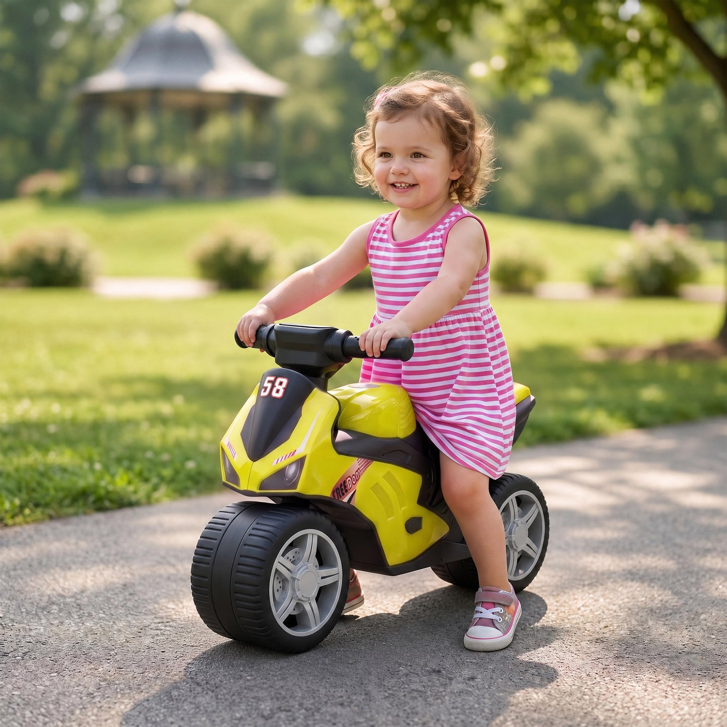 Balance Bike with Music Extra-Wide Wheels Toddler Bike for Boys Girls Green