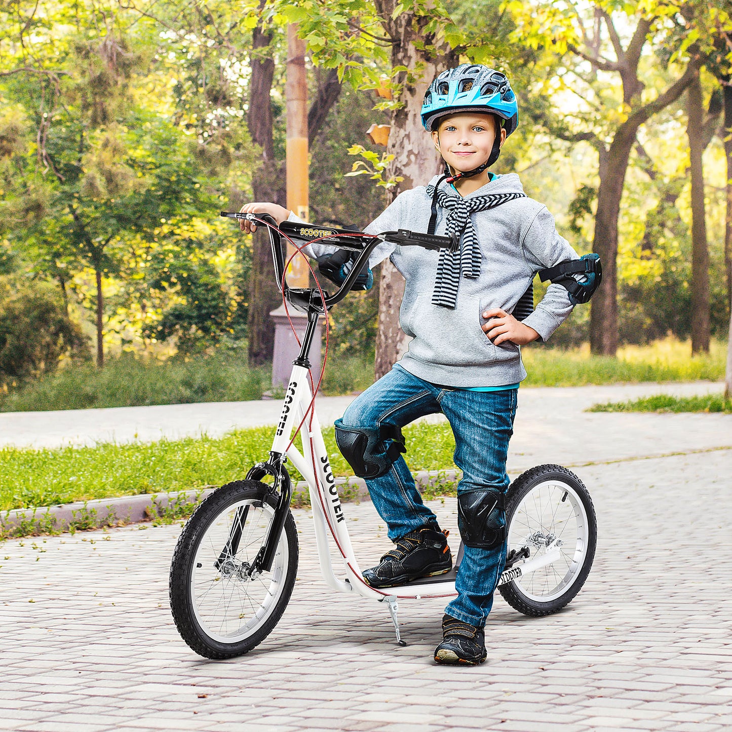 Kick Scooters for Kids with Adjustable Height, Anti-Slip Deck, Dual Brakes, Rubber Tyres