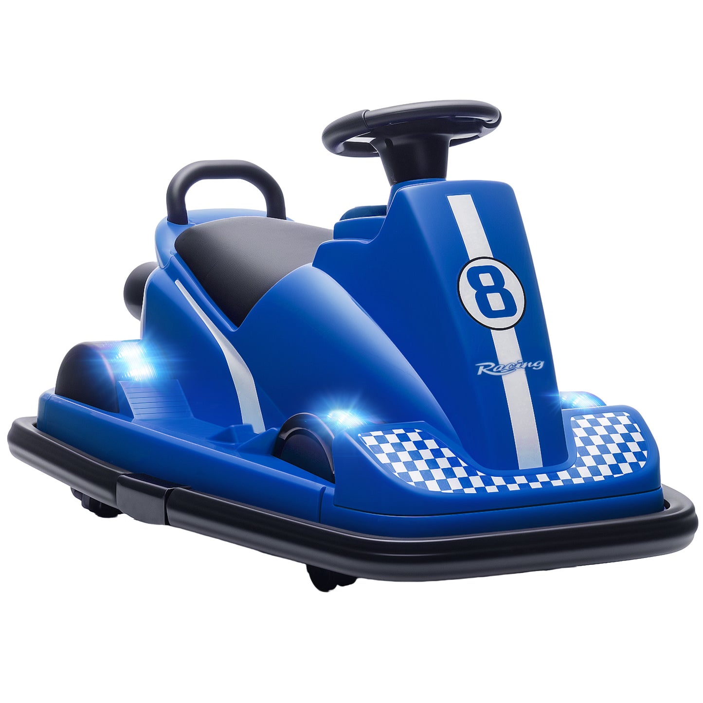 Kids Bumper Car, 360° Rotation Spin Electric Waltzer Car with LED Lights, Music for Ages 3-8 Years Old, Blue